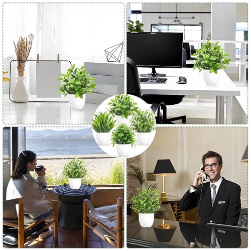 WZHHDM Small Artificial Plants, 4pcs Mini Fake Plants, Plastic Plants Greenery Potted Plastic Fake Mini Artificial Faux Potted for Home Bathroom Office(Green) - Cosy Home Interiors WZHHDM Small Artificial Plants, 4pcs Mini Fake Plants, Plastic Plants Greenery Potted Plastic Fake Mini Artificial Faux Potted for Home Bathroom Office(Green) - Image 6