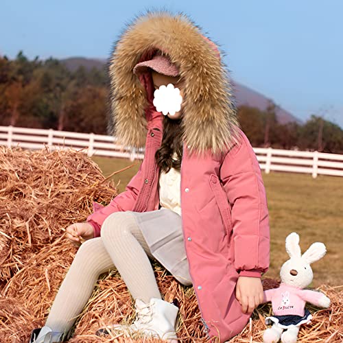 Girls Winter Coats Hooded Puffer Jacket Parka Overcoat with Faux Fur for 5-13 Years4