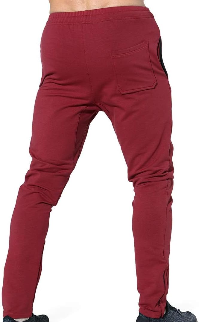 BROKIG Men's Zip Joggers Casual Gym Workout Track Pants - Image 4