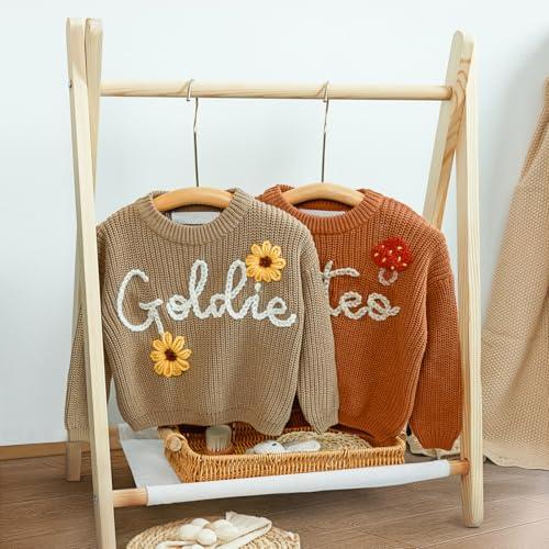 Personalized Hand Embroidered Knit Name Jumper, Custom Infant Christmas Sweater, Chunky Oversized Kids Sweater Multi4