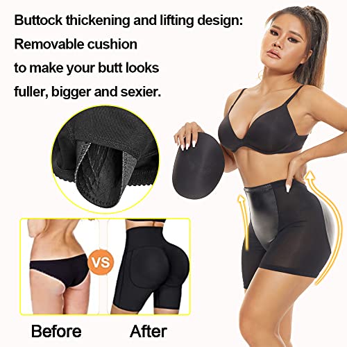 Ningmi Womens Butt Lifter Padded Pu Panties Butt Enhancer Underwear Short Fake Bigger Pads Shapewear Tummy Control Panty Black #TOP2