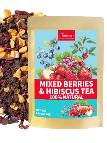 Image of TeeLux Mixed Berry Hibiscus Tea, Sweet & Tangy Fruit Tea Blend, 3.5 oz