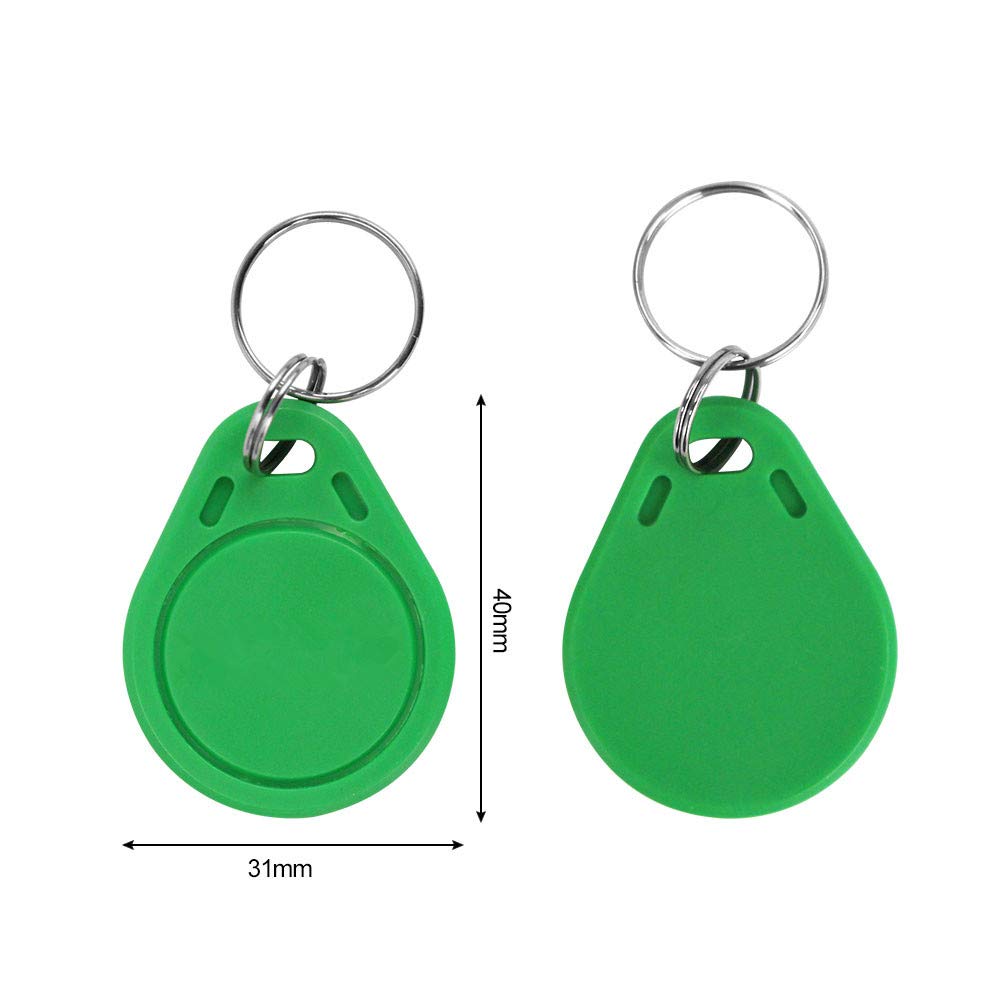(100 Unidades) Resistente al Água ABS 13,56MHz ISO14443 A MF Classic 1 K NFC RFID Token, Ilavero RFID, RFID Tag, Verde