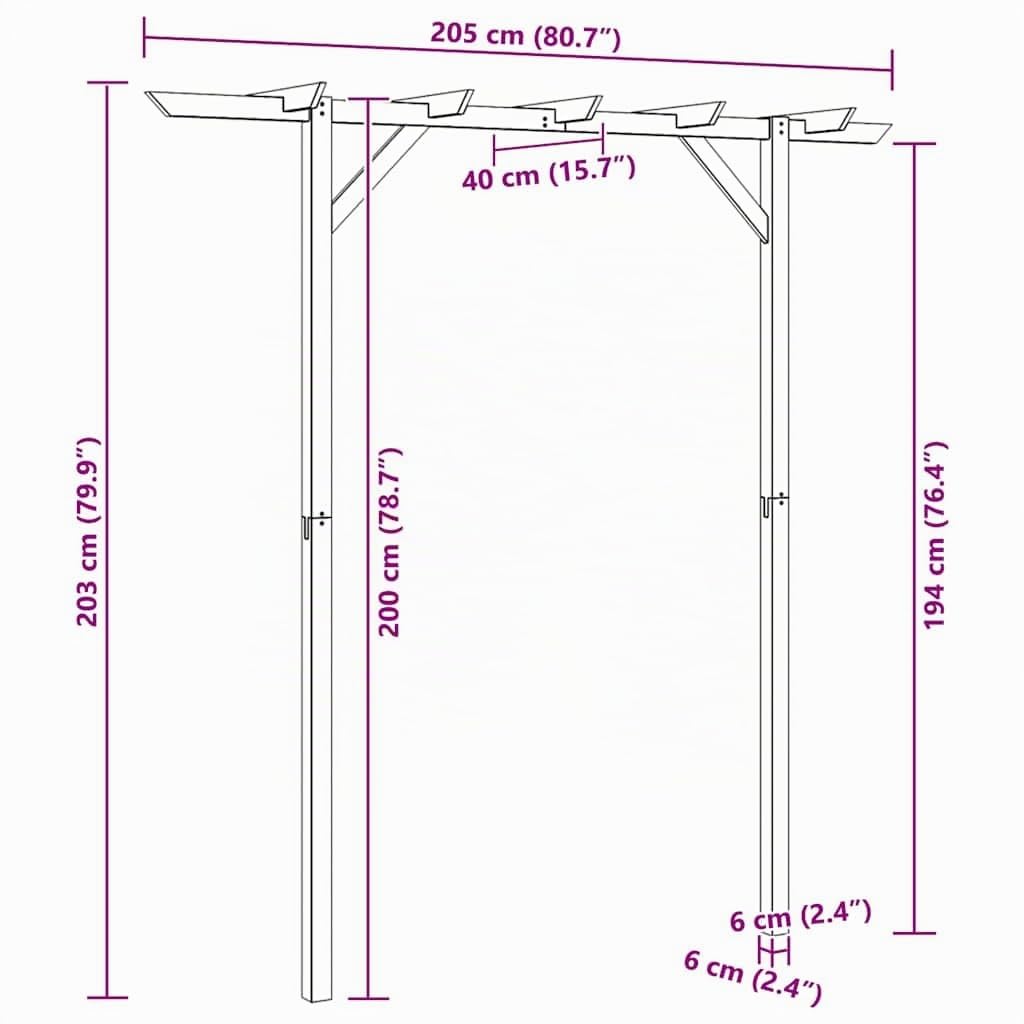 vidaXL Gartenlaube 200 x 40 x 205 cm Holz