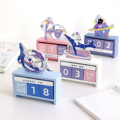 Desktop-Kalender Design Holz Dauerkalender Schreibtisch Schreibtisch Kalender Büro Desktop Dekoration Galaxy Niedlichen rustikalen Kalender Geschenk Mini-Kalender (Color : F)