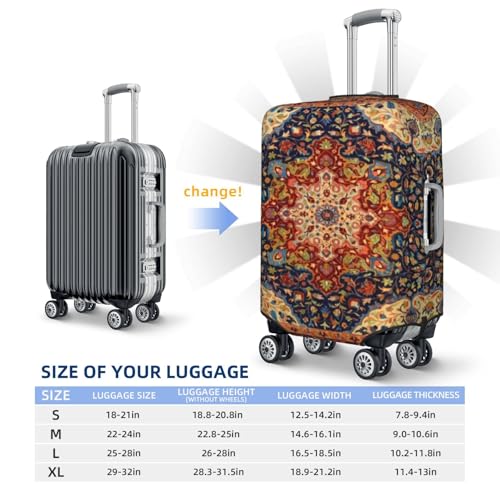 Oriental Persian Turkish Carpet Pattern Luggage Cover, Protective Washable Suitcase Cover - Travel High Elastic Fibers Suitcase Protector Fits Medium3