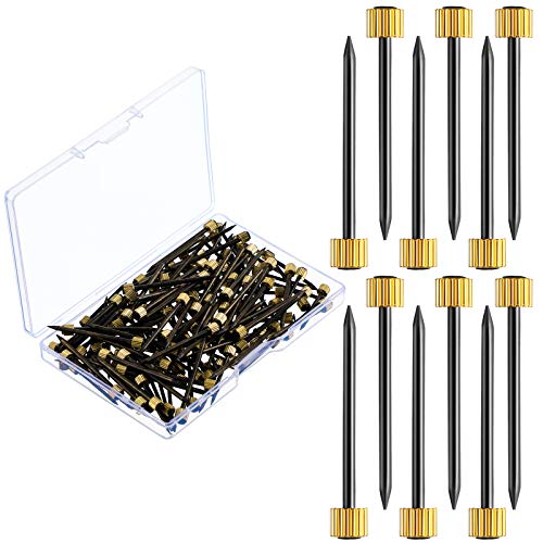 Ferraycle Nails Picture Hanging Steel Picture Hangers, Frame Hangers Nails, Picture Hang Solutions, Black Nails and Brass Head for Brass Picture Hangers, 0.05 Inch Thick (50 Pieces,5-30 lbs)