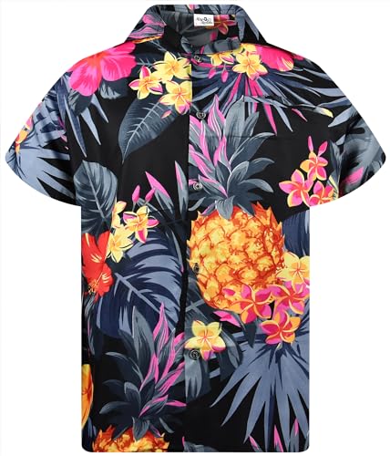 Chemise hawaïenne funky avec poche avant et imprimé tropical ananas homme