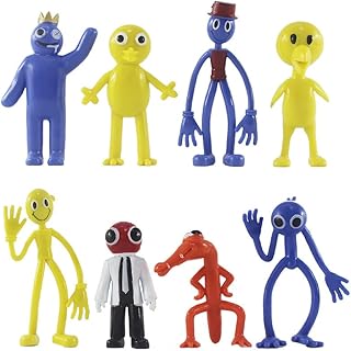 Jilijia Figura de monstruo colorido azul cian, 8 piezas, 6 piezas, juego popular, personajes de dibujos animados, estatua coleccionable, figuras de modelo lindo
