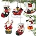 Partybus Christmas Ornaments Set, 3D Lightweight Rustic Tin Reindeer Snowman Santa Claus Decorations for Kids Xmas Tree, Metal Country Gift Tags with Burlap Ribbon, 6 Pack