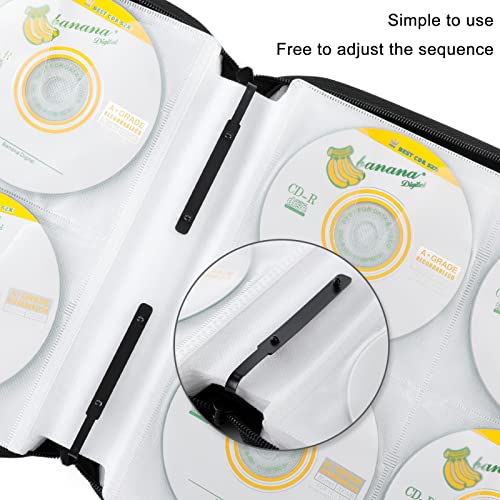 Étui de rangement pour DVD et CD rigide portable avec 160 pochettes