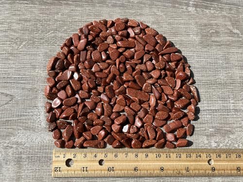 Image of GAF TREASURES 2 oz Lot Semi Tumbled Gemstone Chips, Crushed Mini Crystals, Undrilled Crystal Chips (Red Goldstone)