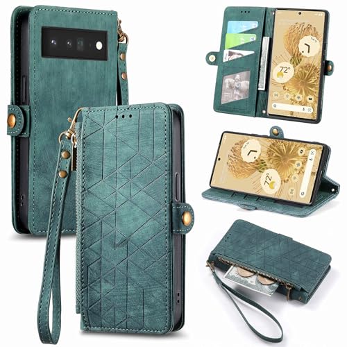Rfvzubemok Compatible con ASUS ROG Phone 6D Funda,Compatible con ASUS ROG Phone 6 / ROG Phone 6 Pro Funda para teléfono con Soporte abatible y Tarjetero de Cuero PU Green