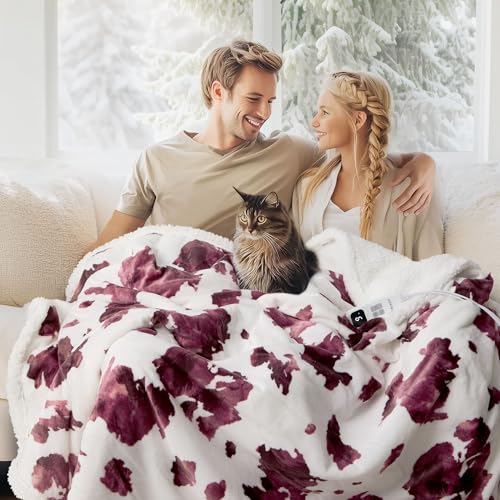 Image of Heated Blanket Throw Blanket - Fast Heating Electric Blanket, Soft Flannel Heated Throw with 4 Time Settings,10 Heating Settings, Warm Gifts for Women & Mom & Grandma
