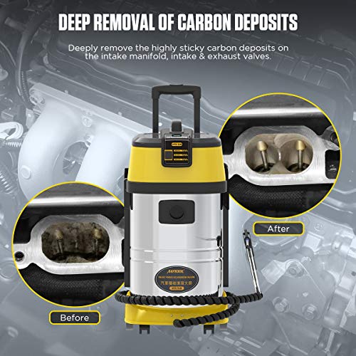 Walnut Sand DE-Carbon Cleaner HTS518 Engine Carbon Deposition Cleaner Low/High Speed Auto Decarbonizing Wash Cleaner Intake Pipe Valve Cleaner With 23pcs Car Model Adapters & Storage Box 110V/220V