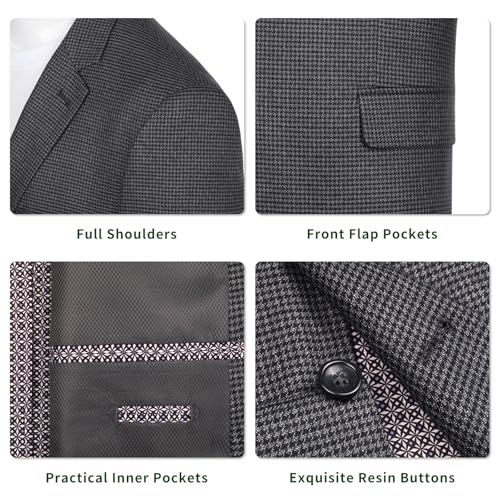 P&L Men's Classic Fit Houndstooth Blazer Two-Button Sport Coat Lightweight Stretch Jacket for Business & Casual Wear3