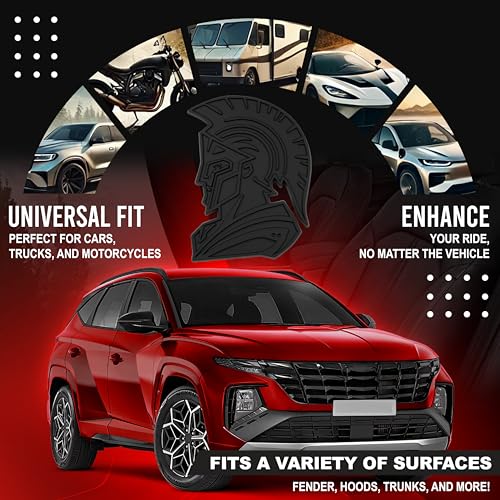 Image of Spartan Emblem 3D Warrior Badge, Custom Car Decal Sticker - Durable Exterior Trunk, Hood, Fender for Car, Truck, SUV (Set of 2) (Matte Black)