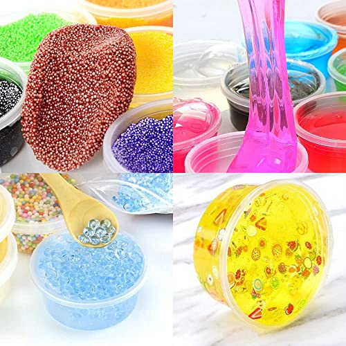 Image of Augshy Small Slime Containers With Lids, 50 Pack Hawaiian Shaved Ice Mold Jello Shot Cups Condiment Containers Plastic Portion Cups with Lids for Salad Dressing Food Storage Containers (4 oz)