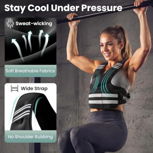 Image of Adjustable Weighted Vest for Women and Men, 4-11lb /11-18lb /20-32lb Vest | Removable Weight Vest with 6 Weights, Storage Phone Pocket, Reflective Stripes, for Walking, Running and Strength Training