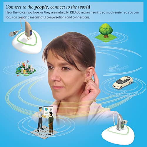 [Crystal Clear] Rechargeable Hearing Aid For Seniors Rechargeable With Noise Cancelling And Feedback Reduction Seniors, Nano Invisible Receiver In Canal For Hearing Loss, Digital Personal Sound Amplifier With Volume Control | Earcentric - Rie400 - Pair (Beige) #TOP4