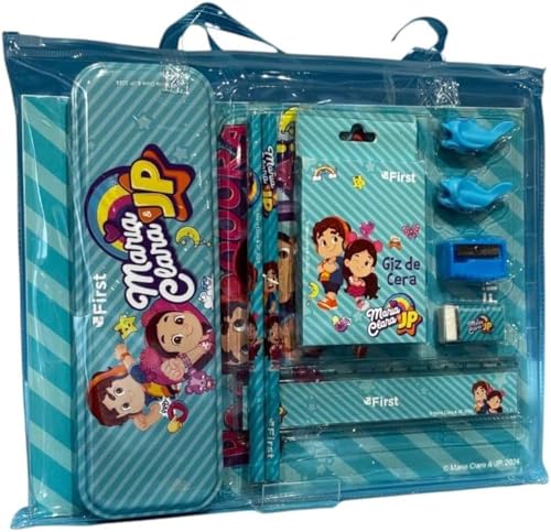 Kit Escolar Infantil Completo com Estojo e Acessórios Maria Clara e JP - Conjunto Escolar para Meninos e Meninas Volta às Aulas Material Didático Premium