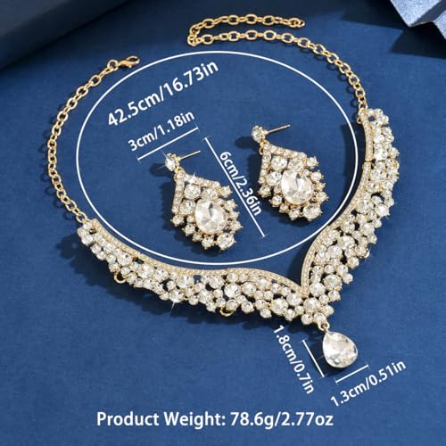 Image of Shning Diva Fashion Stylish Crystal Jewelllery Set for Women | Statement Necklace with Matching Teardrop Earrings | Luxury Elegant Wedding Party Choker Jewelry