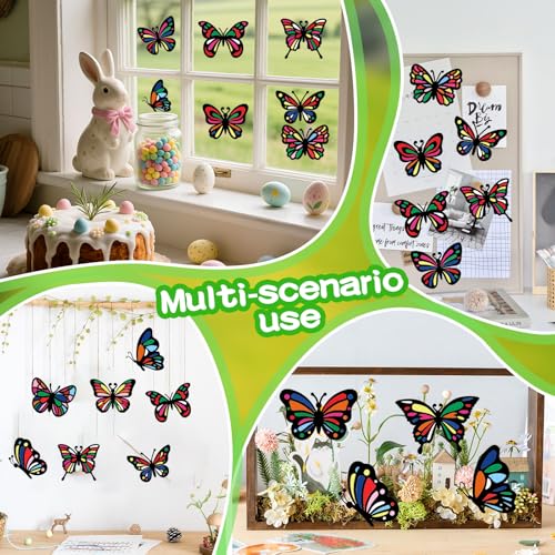 DTXYBC Schmetterling Bastelset, 12 Stück Fensterbilder Frühling Bastelset, Fensterbilder Schmetterlinge, DIY Frühlingsdeko Fensterbilder für Mädchen Jungen Frühling Geschenk