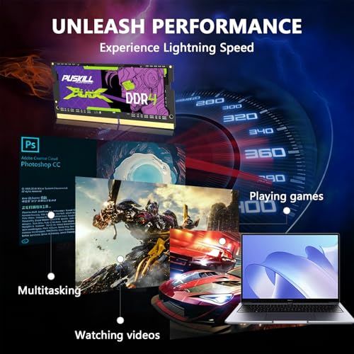 Image of PUSKILL DDR4 Laptop RAM 32GB Kit (2x16GB) 3200MHz (PC4-25600) 260-Pin SODIMM CL22 1.2V - Plug and Play Upgrade for Gaming Laptops and Notebooks, Compatible with Intel & AMD
