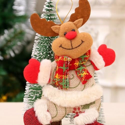 Kit 8 Bonecos Pendurar Árvore Natal Decoração Enfeites Pelúcia Natalino Papai Noel Decorada Luxo Fes