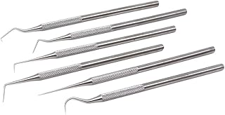 Dental Probes Explorers Set of 6 Personal & Professional Teeth Cleaning Knurled Handle Helps to Remove Calculus, Plaque & Tartar - Premium Quality Stainless Steel Surgical Medical Pet Oral Care
