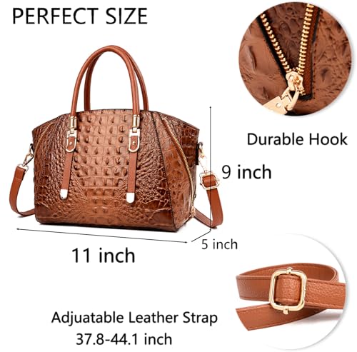 Image of Trendy Crocodile Handbags for Women: Large Capacity Leather Handbag Crossbody Bags with Shoulder Strap Ideal Choice