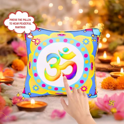 Image of Panda's Box Universal Mantra Chanting Plush Pillow | As Seen on Shark Tank | Super Soft Huggable Cushion I Musical Sound Toy for Babies & Kids(Boys & Girls) | Sacred & Soothing Nursery Decor | 25 CM