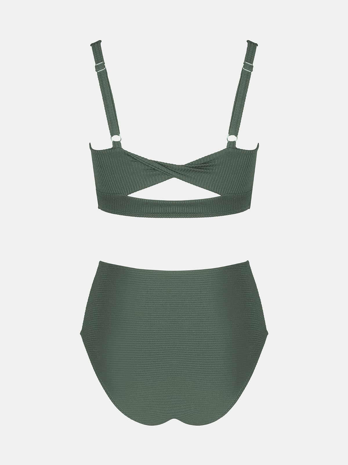 CUPSHE Bikini Damen Set High Waist Eckiger Ausschnitt Raffung Bademode | Verstellbare Träger, Bequeme Passform, Sicherer Halt, Für Strand und Pool