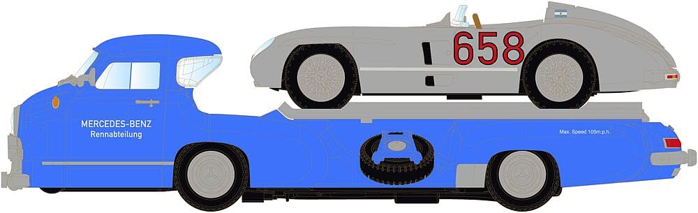 81324981 - MB Renntransporter + 300 SLR J.M. Fangio 658 - Spurweite H0