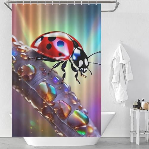 Rideau de douche coccinelle en polyester durable de taille 122 x 183 cm - 2