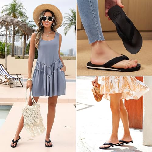 Flip Flops for Women,Yoga Mat Flip Flops Women,Beach Thong Sandals for Women,Indoor and Outdoor Womens Flip Flops, 1 Inch Heel, Available in Blue, Black, Pink2