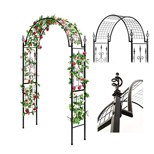 CDDQ Duradero Enrejado de Arco de jardín, cenador de Boda de Rosas de Metal para Varios Arcos de Plantas trepadoras, 120x240cm Patio Trasero de césped al Aire Libre, Negro/Blanco Cover