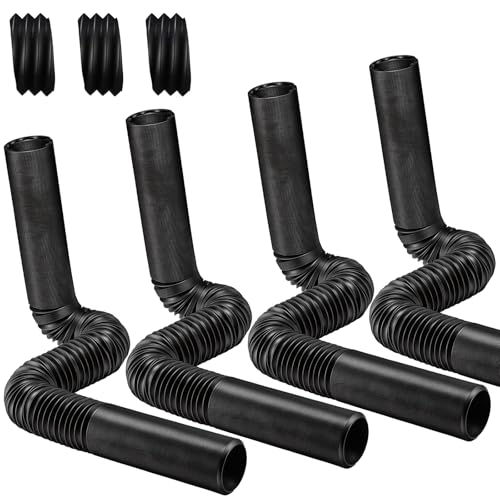Joyfolk 465ft Spliceable Extra Expandable Landscaping Drain Pipe 4 Flexible Corrugated Downspout Drain Pipes with 3 Connectors Black for Outdoor Gutter Extension Pond Pump Rainwater Drainage