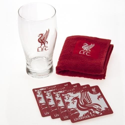 Liverpool F.C. Mini Bar Set Pt Mini Bar Set 1 X Pint Glass 4 X Beer Mats 1 X Beer Towel In A Blister Pack Official Football Merchandise