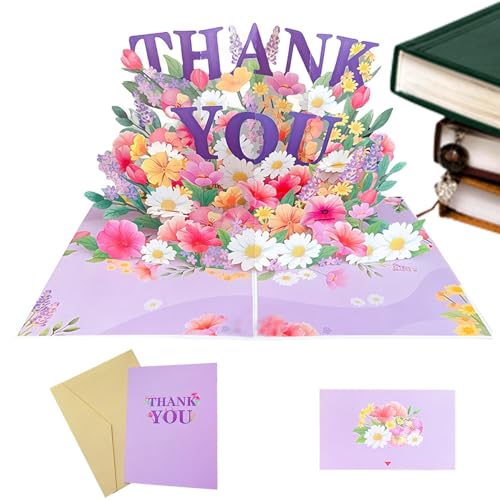 Tarjeta de agradecimiento desplegable | Tarjeta de agradecimiento de flores de Navidad 3D, tarjetas de flores de Navidad, postal desplegable para hombres, mujeres, Acción de Gracias, cumpleaños, boda