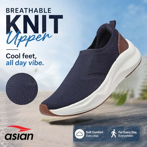 Image of ASIAN Men Wind PRO-06 Casual Wear and Walking Shoes Without Laces for Men & Boys with Upper Mesh Fabric - Lightweight, Comfortable, Breathable, and Perfect for Walking and Daily Use
