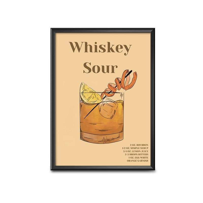 Home Decor Frames - Whiskey Sour Drink Modern Art Wall Framed Paintings for Office, Dining, Living Room Decoration (8inchx12inch,Framing with Leminated Poster),FWBDRNK128