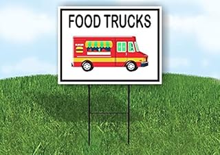 FOOD TRUCKS BLACK BORDER - Double Sided Yard Sign ROAD SIGN with Stand