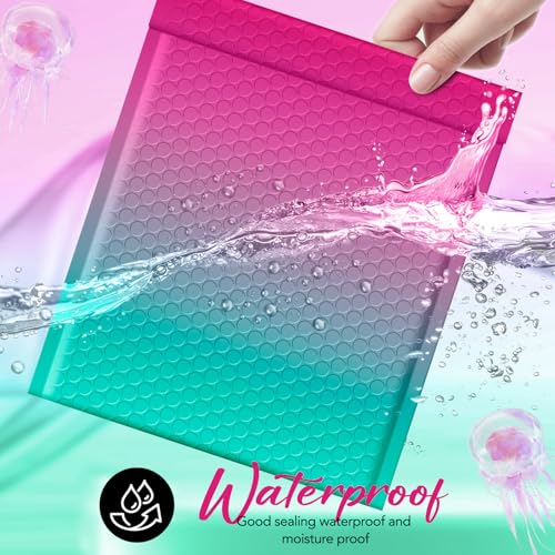 Image of Fuxury Bubble Mailers 8.5x12 inch 40 Pack Padded Envelopes Usable Size 8.5x11 inch | Gradient PinkGreen,#2 bubble envelopes,waterproof self seal mailer thick cushioning for jewelry,makeup,cards,small business
