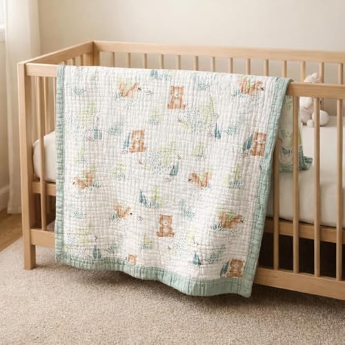 Image of 100% Cotton 6-Layer Muslin Baby Blanket | Super Soft, Breathable & All Seasons Multipurpose Blanket for Babies (Squirrel)