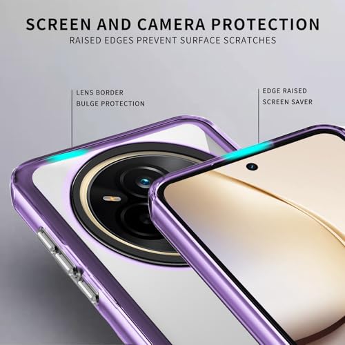 Image of Kapa Warrior Acrylic Clear Back Cover for Realme 14 Pro 5G | Slim Shockproof [Military Grade Protection] Hybrid Bumper Case (Purple Sides)