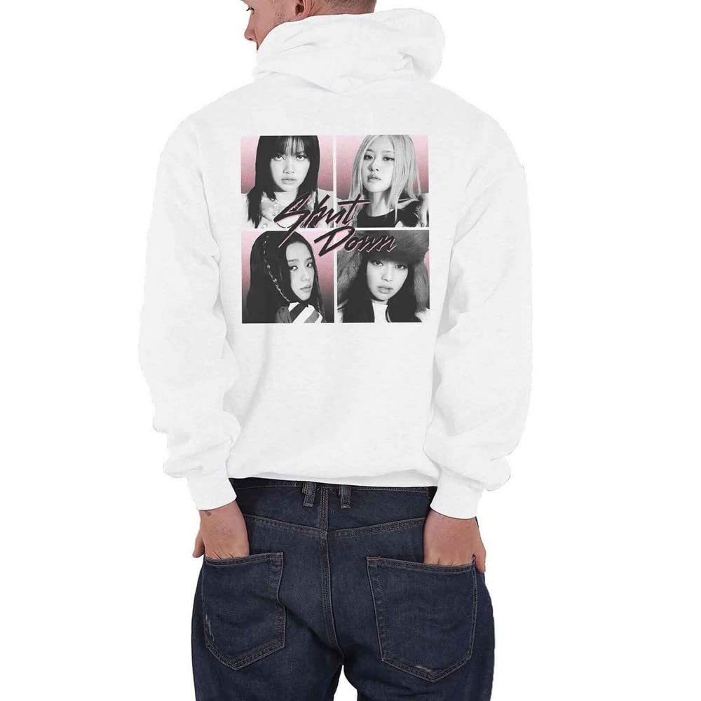 BlackPink Kapuzenpullover Shut Down Photo Grid Logo Nue offiziell Unisex Weiß