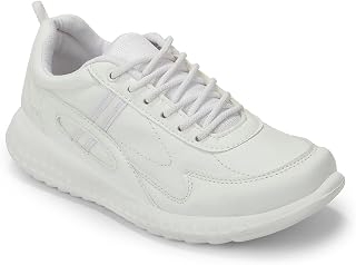 Force 10 STUDENT2L Black & White School Lacing Uniform Shoes for Kids