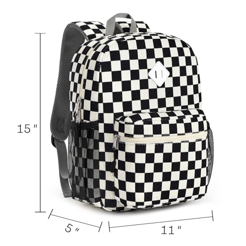 STEAMEDBUN Corduroy Kids Backpack for Boys Girls 3-8, Boys Backpack for Elementary Kindergarten - Checkered - Image 7