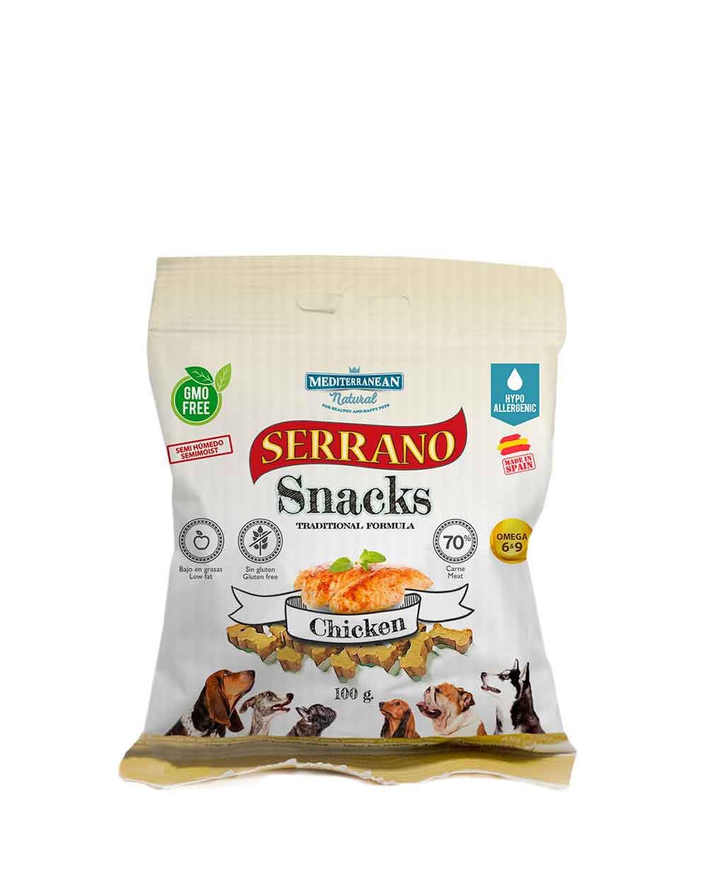 Mediterranean Natural Serrano Snacks para Perros 25X85 GR (Pollo)